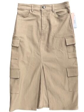 NWT $59 Evolutionary Taupe Cargo Midi Skirt Utility Pencil Skirt Medium